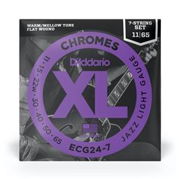 D'Addario 11-65 Jazz Light 7-String, XL Chromes Electric Guitar Strings