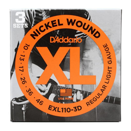 D'Addario 10-46 Regular Light, XL Nickel Electric Guitar Strings 3-Pack