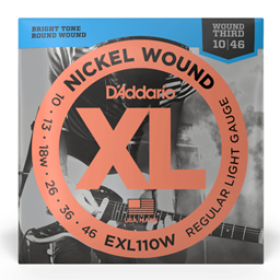 D'Addario 10-46 Regular Light Wound Third, XL Nickel Electric Guitar Strings