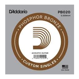 D'Addario PB020 Phosphor Bronze Wound Acoustic Guitar Single String, .020