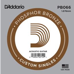 D'Addario PB066 Phosphor Bronze Wound Acoustic Guitar Single String, .066