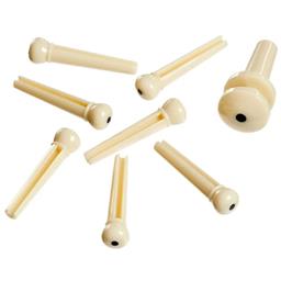 D'Addario Injected Molded Bridge Pins with End Pin, Set of 7, Ivory with Ebony Dot