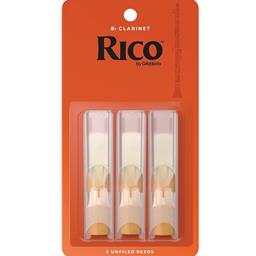 Rico Bb Clarinet Reeds, Strength 1.5, 3-pack