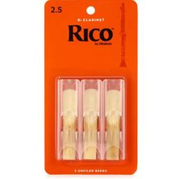 Rico Bb Clarinet Reeds, Strength 2.5, 3-pack