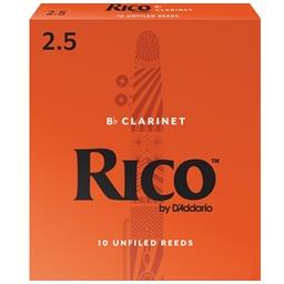 Rico Bb Clarinet Reeds, Strength 2.5, 10-pack