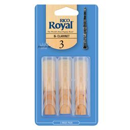 Rico Royal Bb Clarinet Reeds, Strength 3, 3-pack