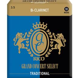 D'addario Grand Concert Grand Concert Select Traditional Bb Clarinet Reeds, Strength 3.5, 10 Pack