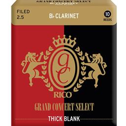 D'addario Grand Concert Grand Concert Select Thick Blank Bb Clarinet Reeds, Filed, Strength 2.5, 10 Pack
