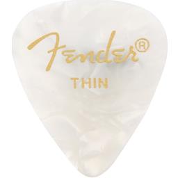 Fender Premium Celluloid 351 Shape Picks, Thin, White Moto, 12-Pack