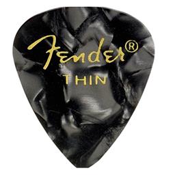 Fender Premium Celluloid 351 Shape Picks, Thin, Black Moto, 12-Pack