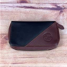 Gard Bags Rectangle shaped leather pouch for four Trumpet / Trombone mouthpiece Elite series, metal zippers, black cow softy leather + cherry thunderlight trims Leather