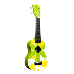 Amahi Soprano Ukulele with Green Flower Design DDUK6, w/ Bag