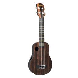 Amahi Soprano Troubador, Ebony Top, Offset Soundhole HCLF990, w/ Bag