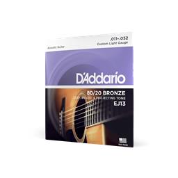 D'Addario 11-52 Custom Light, 80/20 Bronze Acoustic Guitar Strings