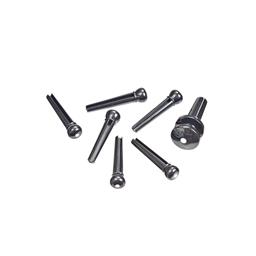 D'Addario Injected Molded Bridge Pins with End Pin Set, Ebony with Ivory Dot