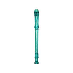 Yamaha Soprano Recorder; key of C; Baroque fingering; double holes: C-C#; D-D#; three-piece construction; translucent blue