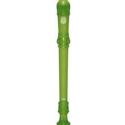 Yamaha Soprano Recorder; key of C; Baroque fingering; double holes: C-C#; D-D#; three-piece construction; translucent green