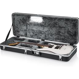 Gator Cases Molded Plastic Guitar Case for Standard Electric Guitars with Built-in LED Light