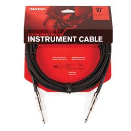 D'Addario Custom Series Braided Instrument Cable, Black, 10'