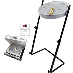 Panyard Jumbie Jam Steel Drum Kit - Metal Z-Floor Stand - Silver Pan (G)