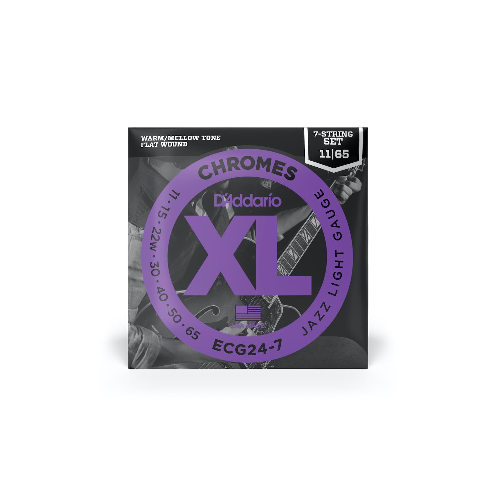 D'Addario 11-65 Jazz Light 7-String, XL Chromes Electric Guitar Strings