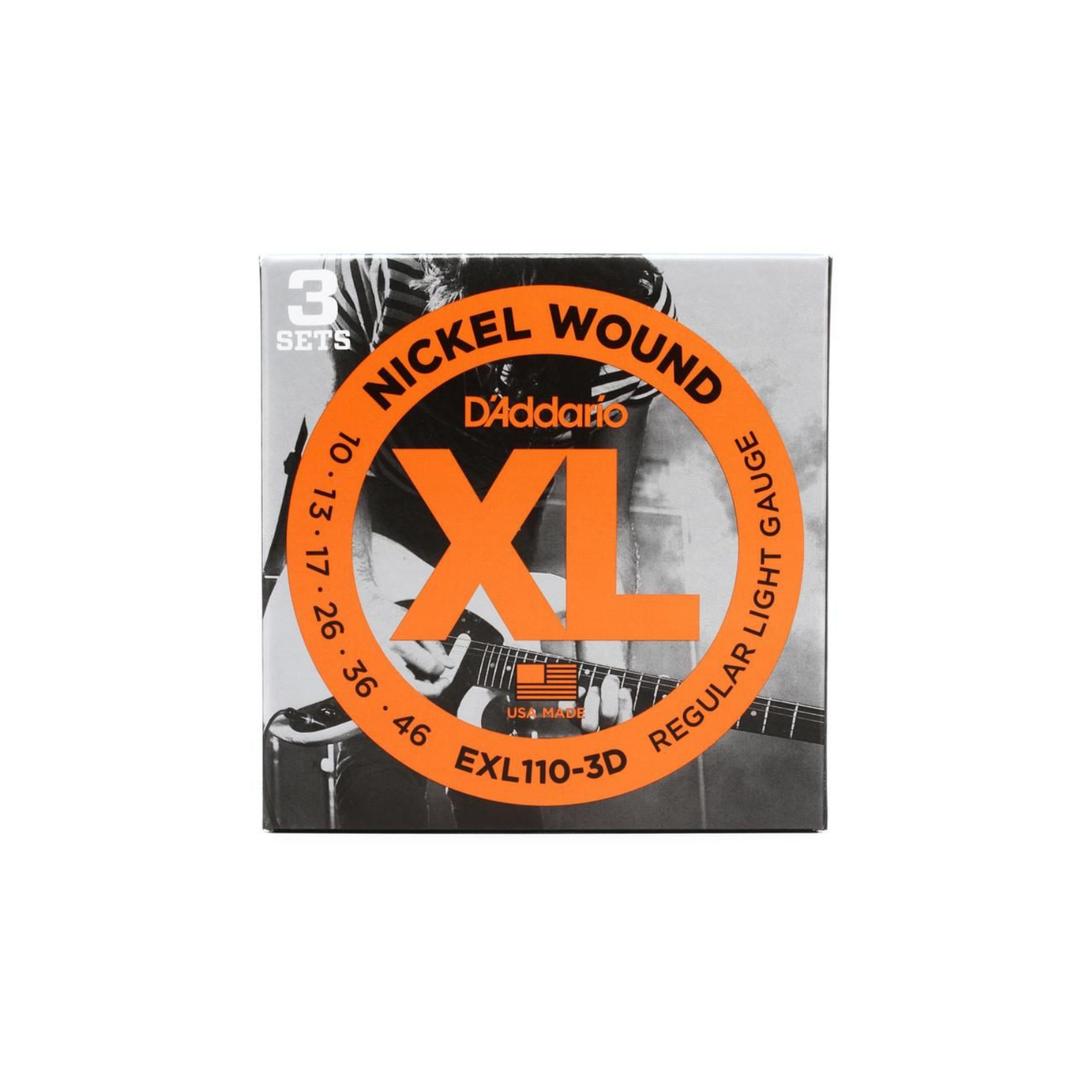 D'Addario 10-46 Regular Light, XL Nickel Electric Guitar Strings 3-Pack