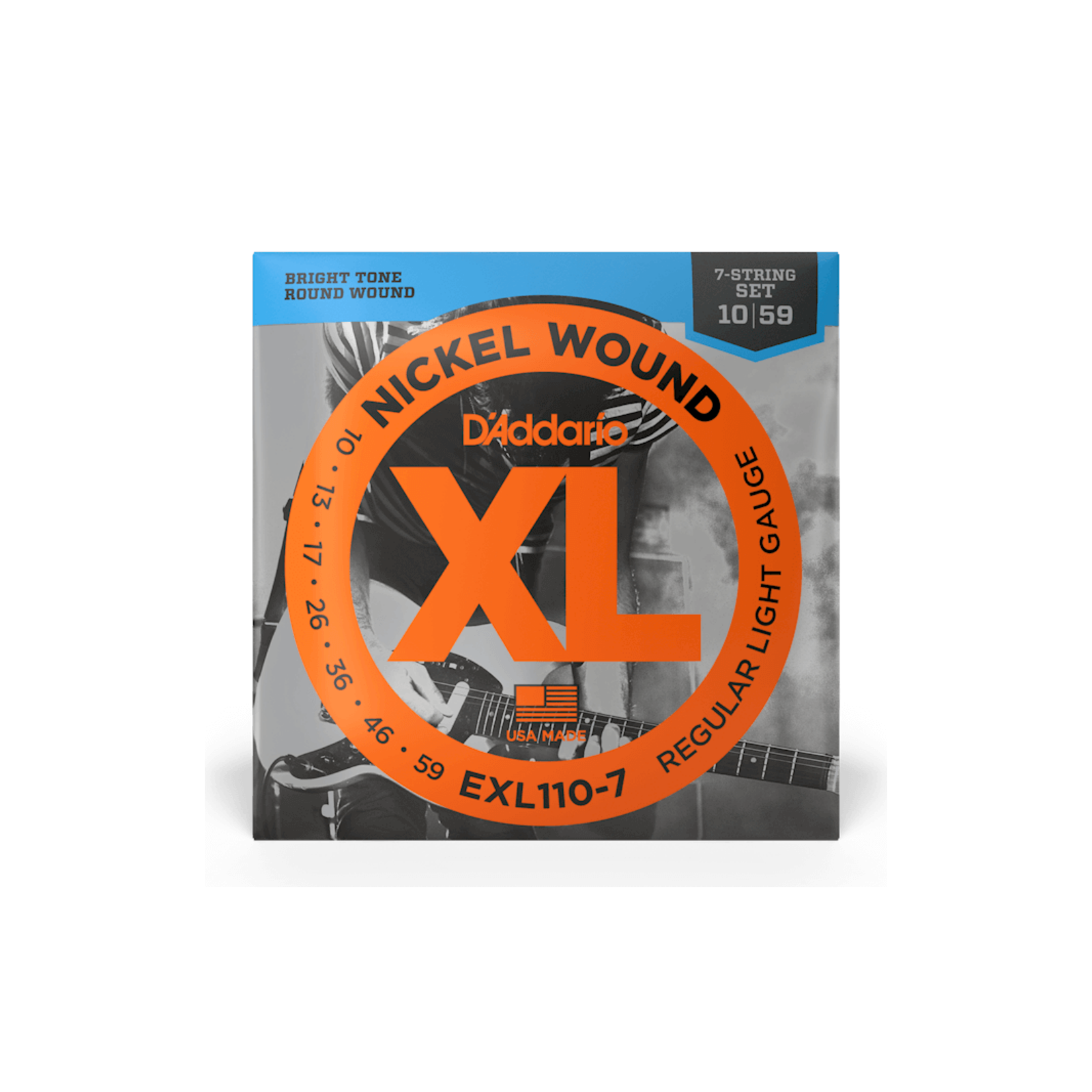 D'Addario 10-59 Regular Light 7-String, XL Nickel Electric Guitar Strings