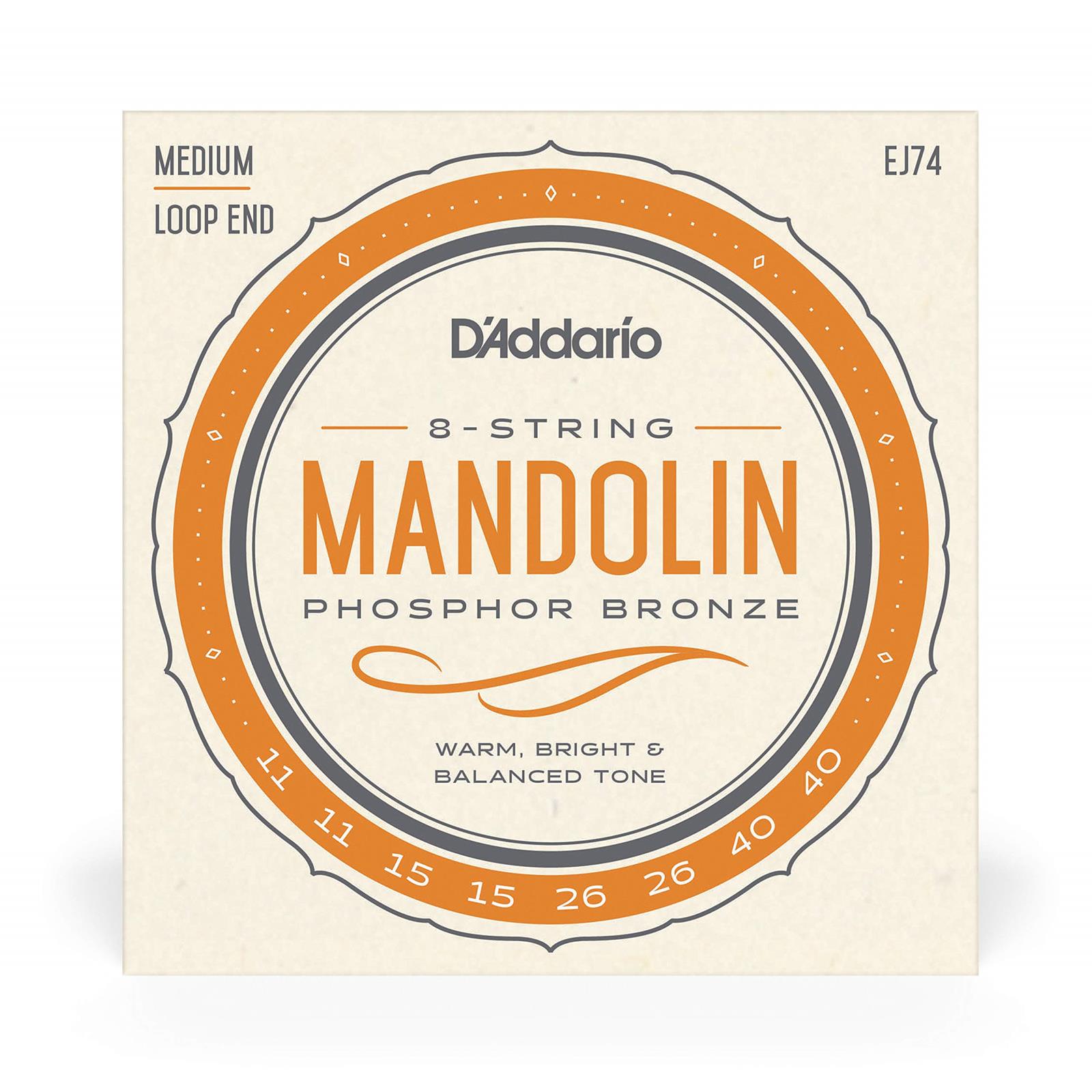 D'Addario EJ74 Mandolin Strings, Phosphor Bronze, Medium, 11-40