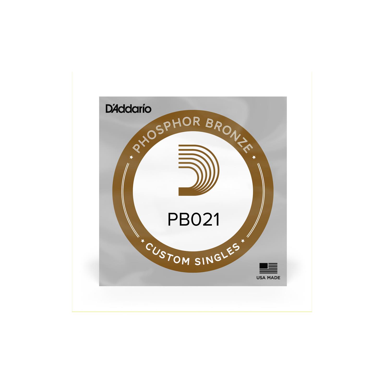 D'Addario PB021 Phosphor Bronze Wound Acoustic Guitar Single String, .021