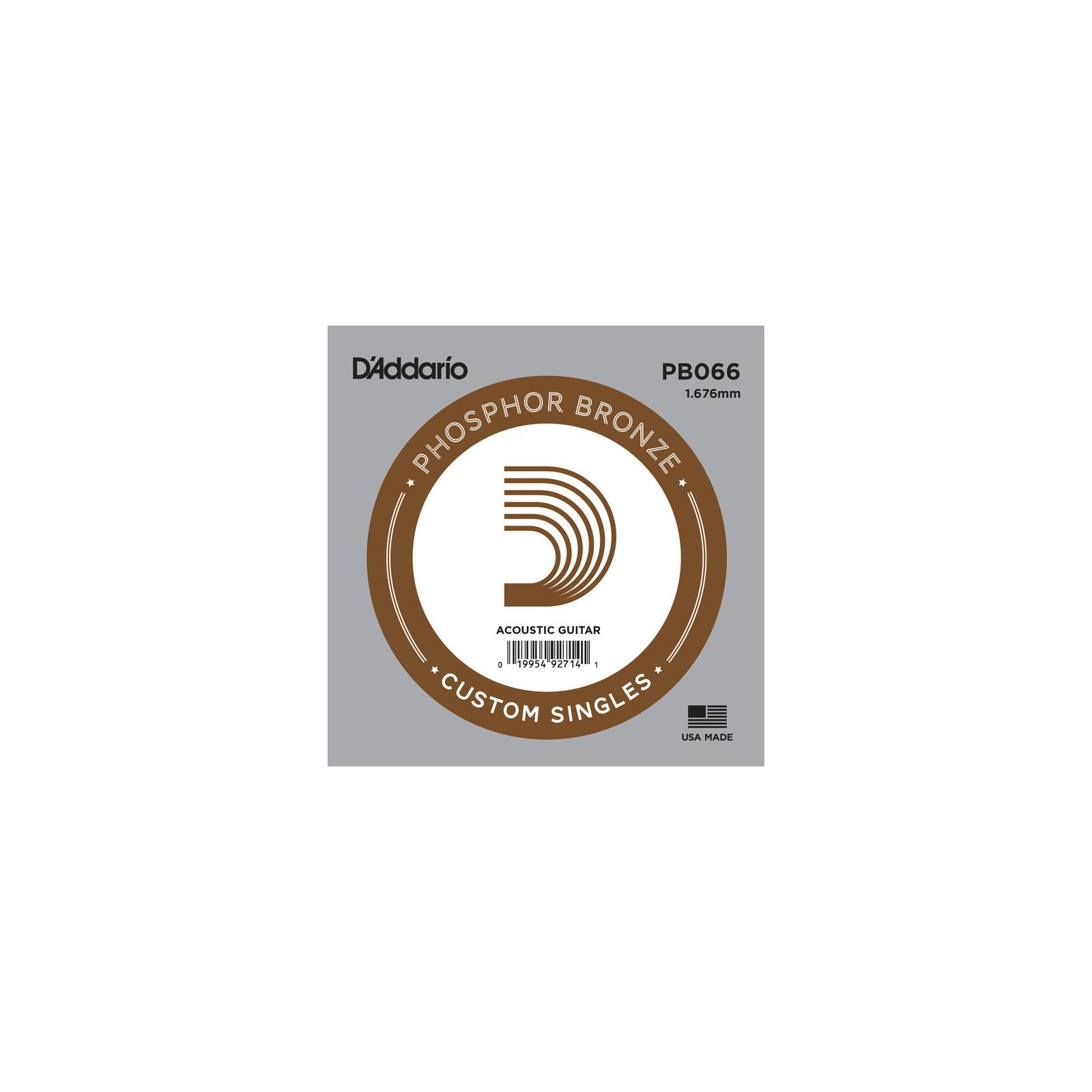 D'Addario PB066 Phosphor Bronze Wound Acoustic Guitar Single String, .066