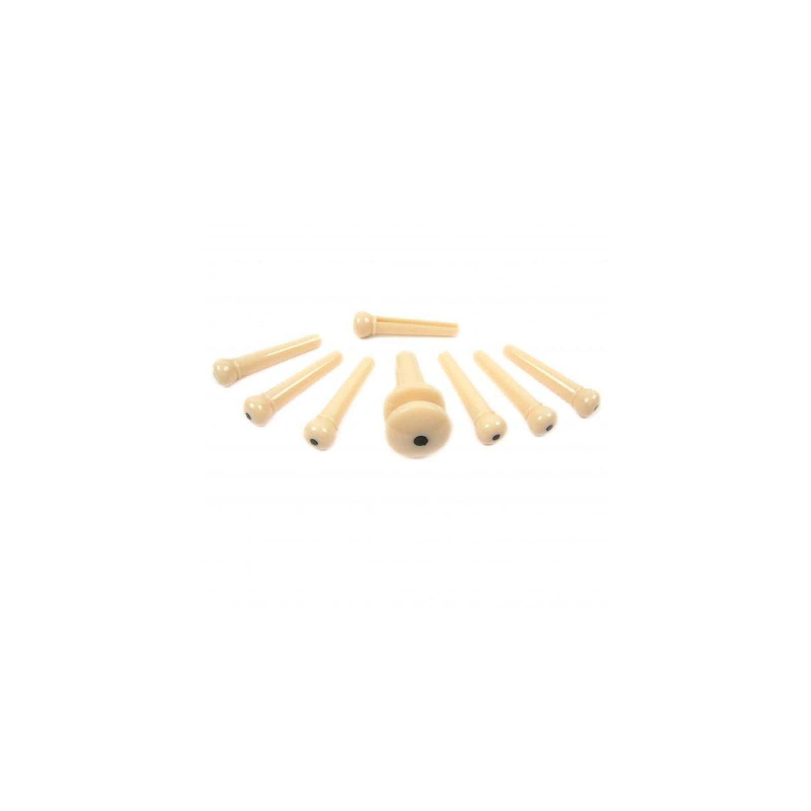 D'Addario Injected Molded Bridge Pins with End Pin, Set of 7, Ivory