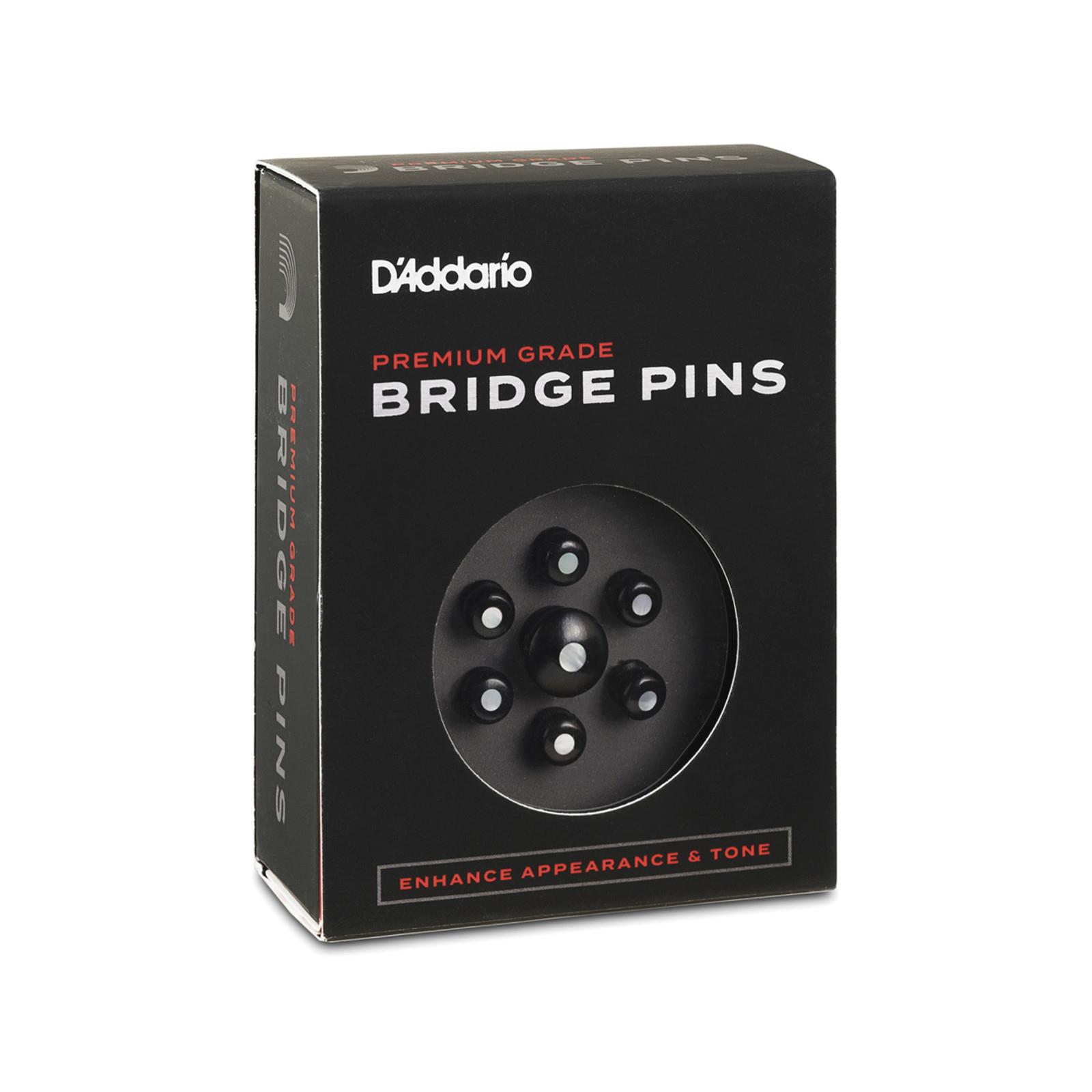 D'Addario Ebony Bridge Pins with End Pin Set, Pearl Inlay