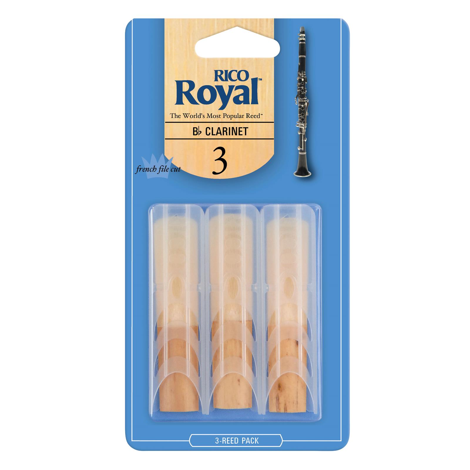 Rico Royal Bb Clarinet Reeds, Strength 3, 3-pack