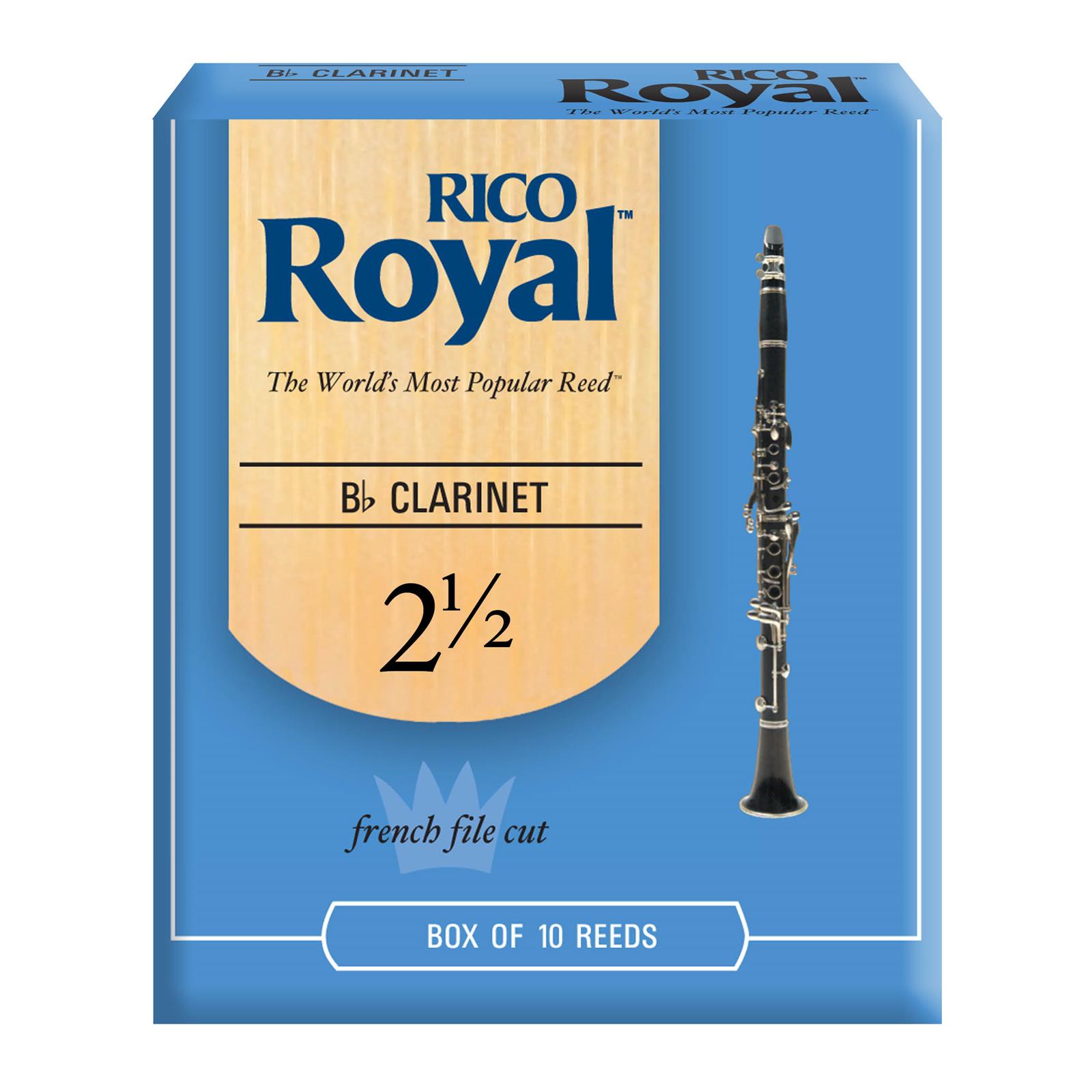 Rico Royal Bb Clarinet Reeds, Strength 2.5, 10-pack