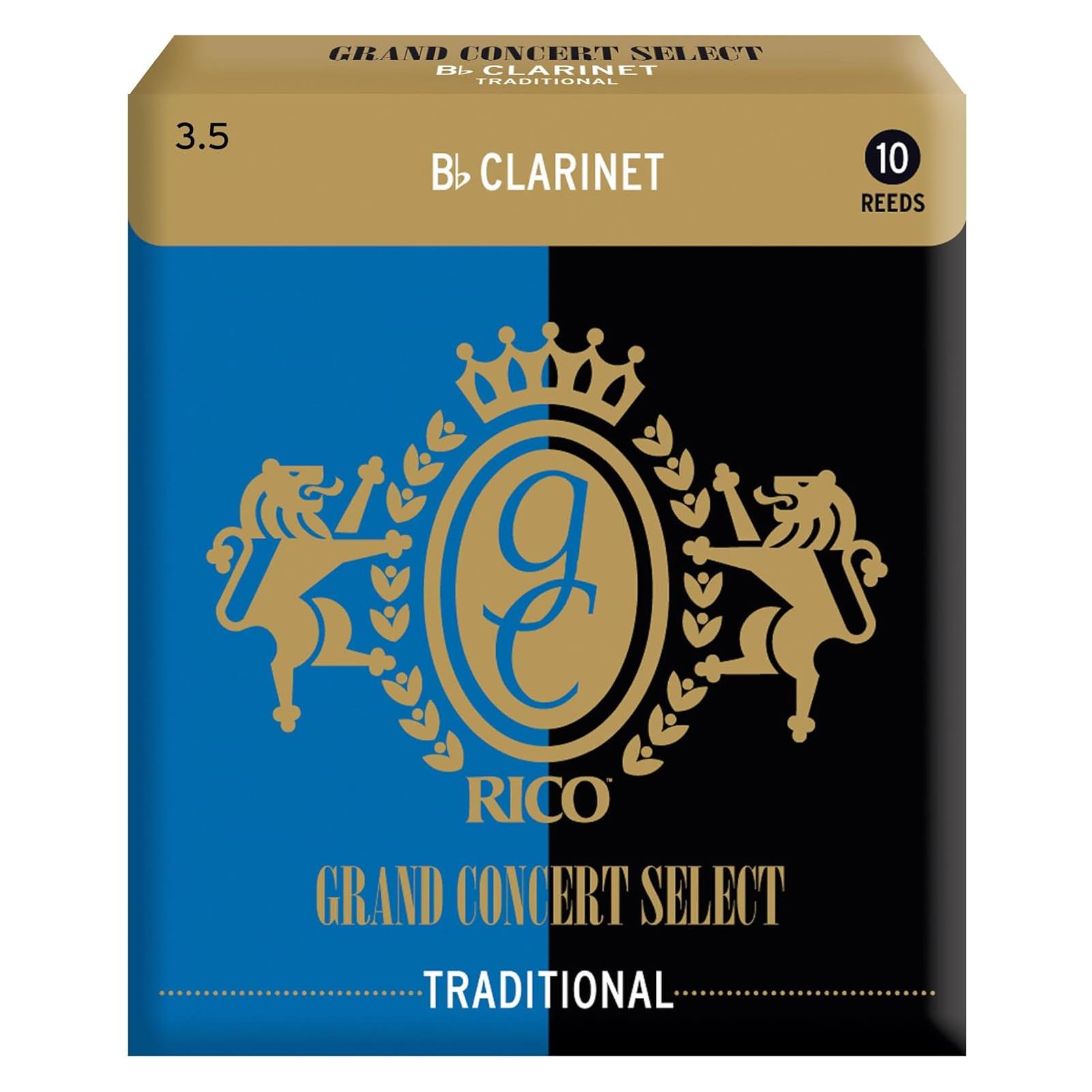 D'addario Grand Concert Grand Concert Select Traditional Bb Clarinet Reeds, Strength 3.5, 10 Pack