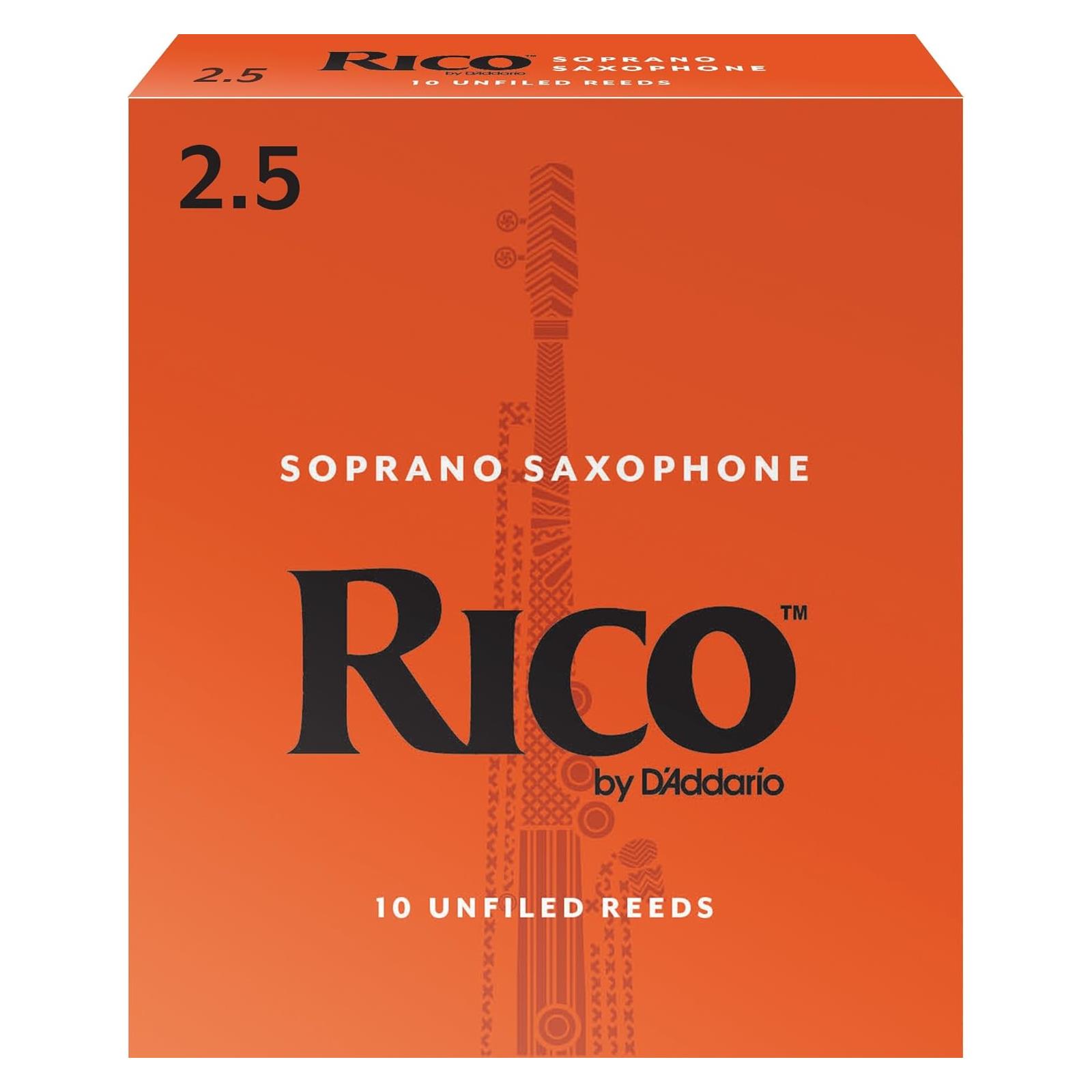 Rico Soprano Sax Reeds, Strength 2.5, 10-pack