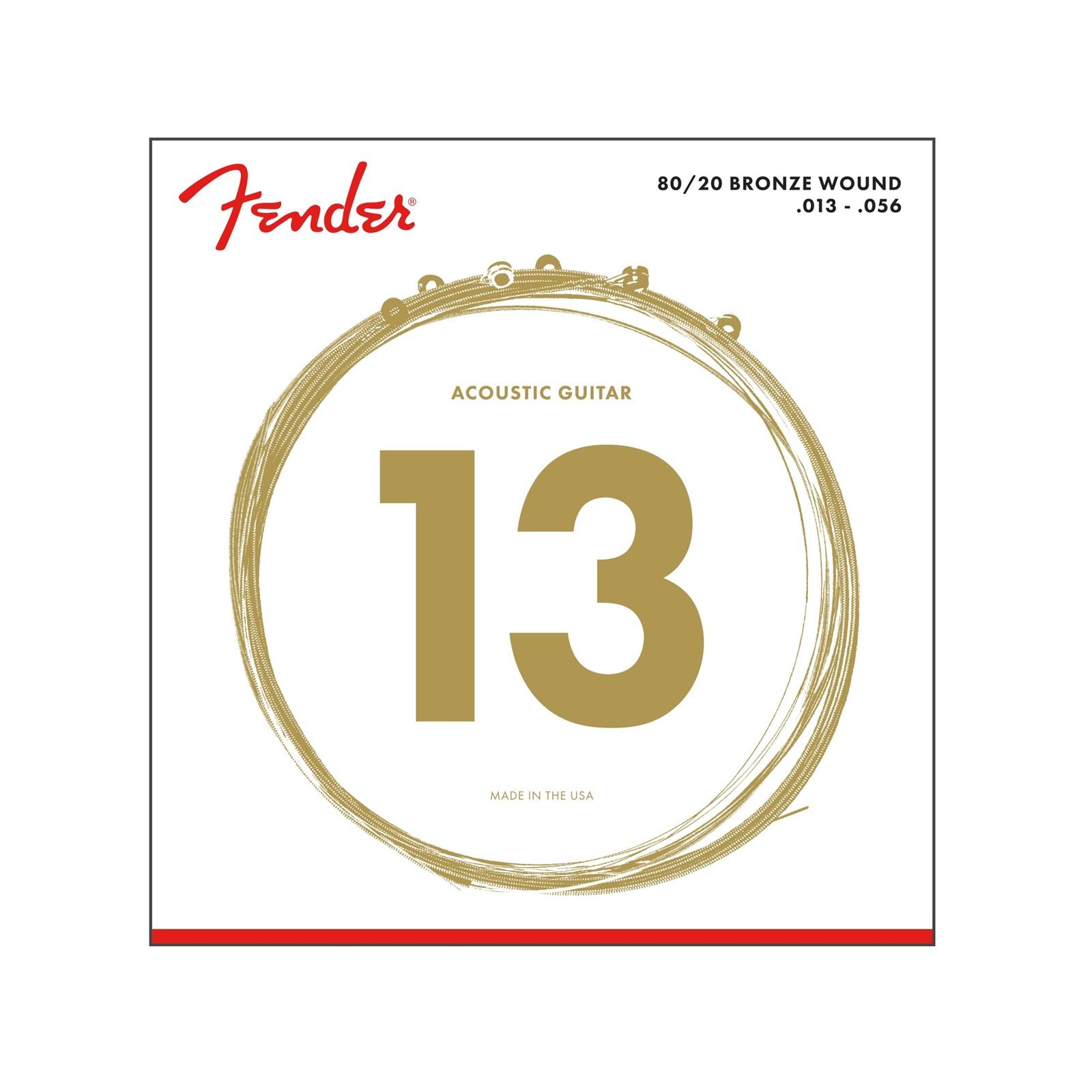 Fender 80/20 Bronze Acoustic Strings, Ball End, 70M .013-.056 Gauges, (6)