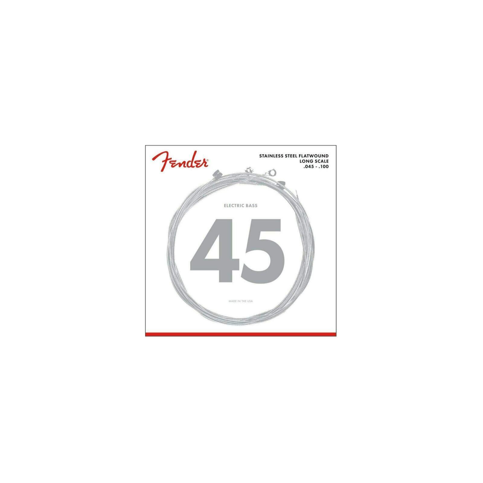 Fender Stainless 9050's Bass Strings, Stainless Steel Flatwound, 9050L .045-.100 Gauges, (4)