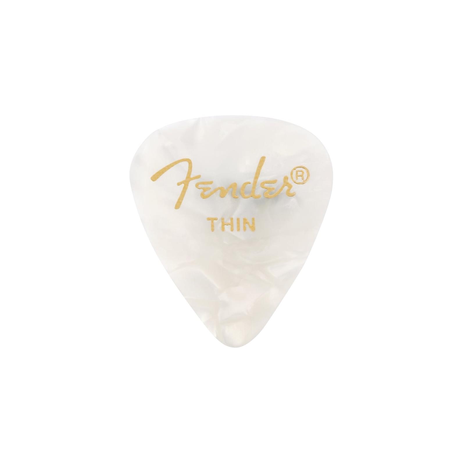 Fender Premium Celluloid 351 Shape Picks, Thin, White Moto, 12-Pack