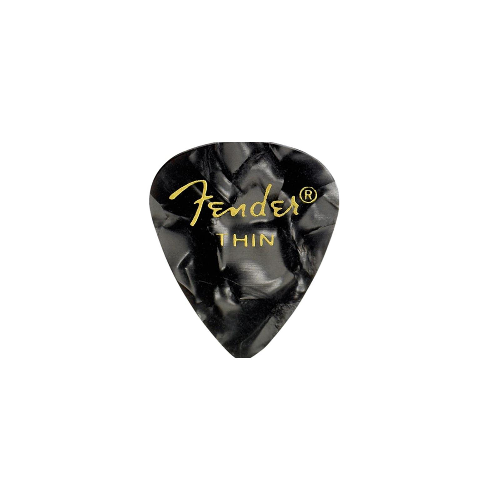 Fender Premium Celluloid 351 Shape Picks, Thin, Black Moto, 12-Pack
