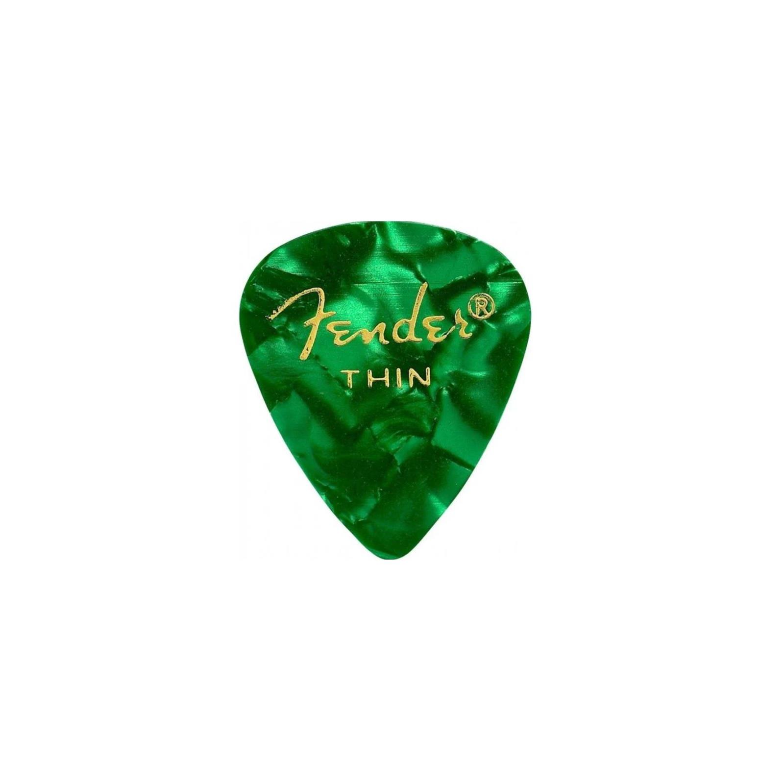 Fender Premium Celluloid 351 Shape Picks, Thin, Green Moto, 12-Pack