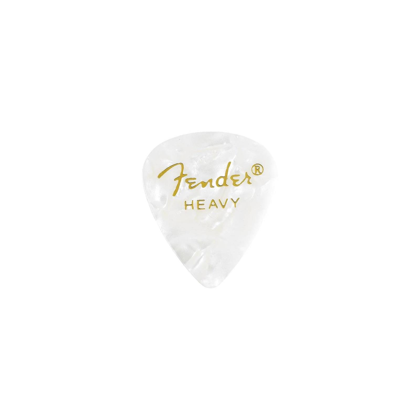Fender Premium Celluloid 351 Shape Picks, Heavy, White Moto, 12-Pack