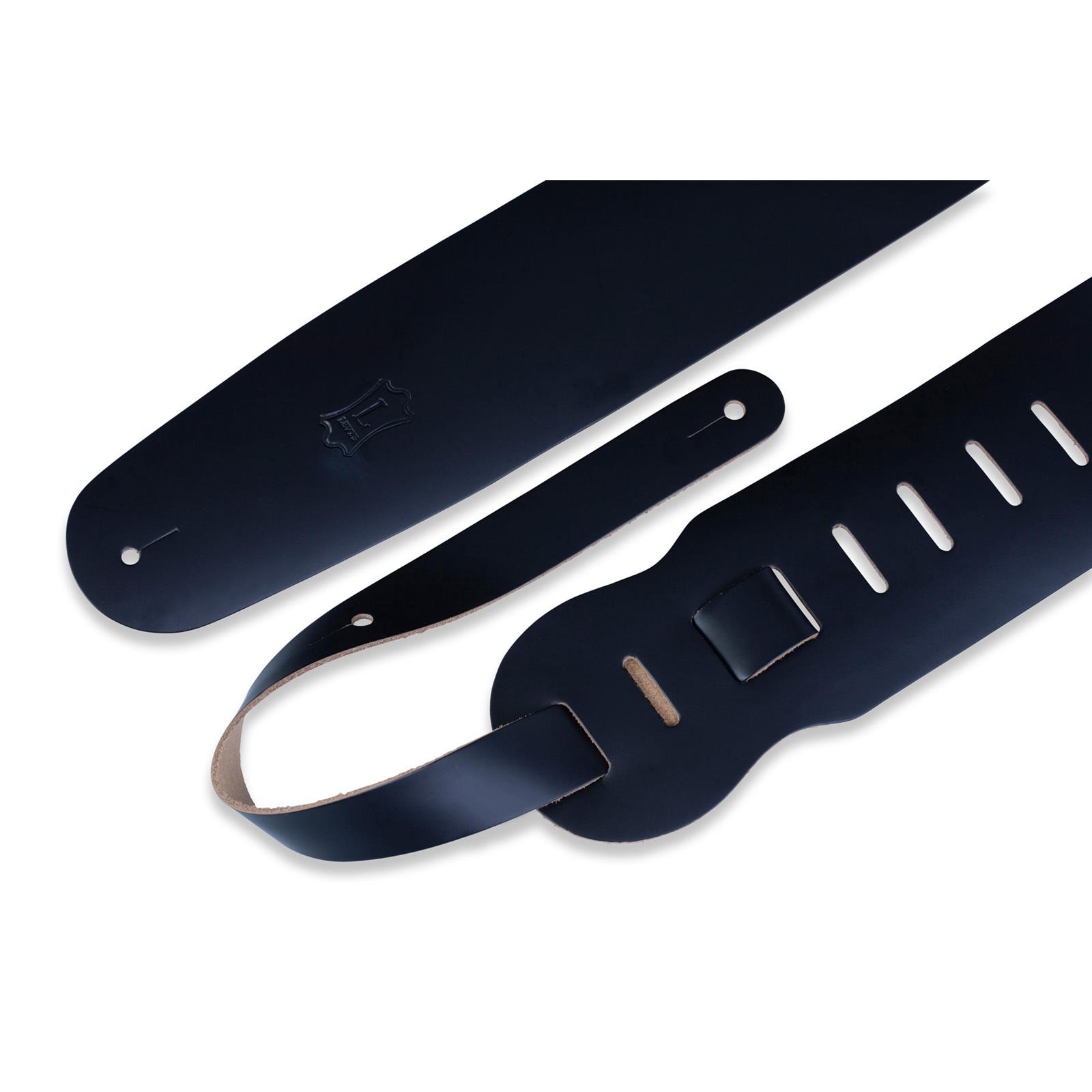 LEVY'S 3 1/2" Wide Black Genuine Leather Bass Strap