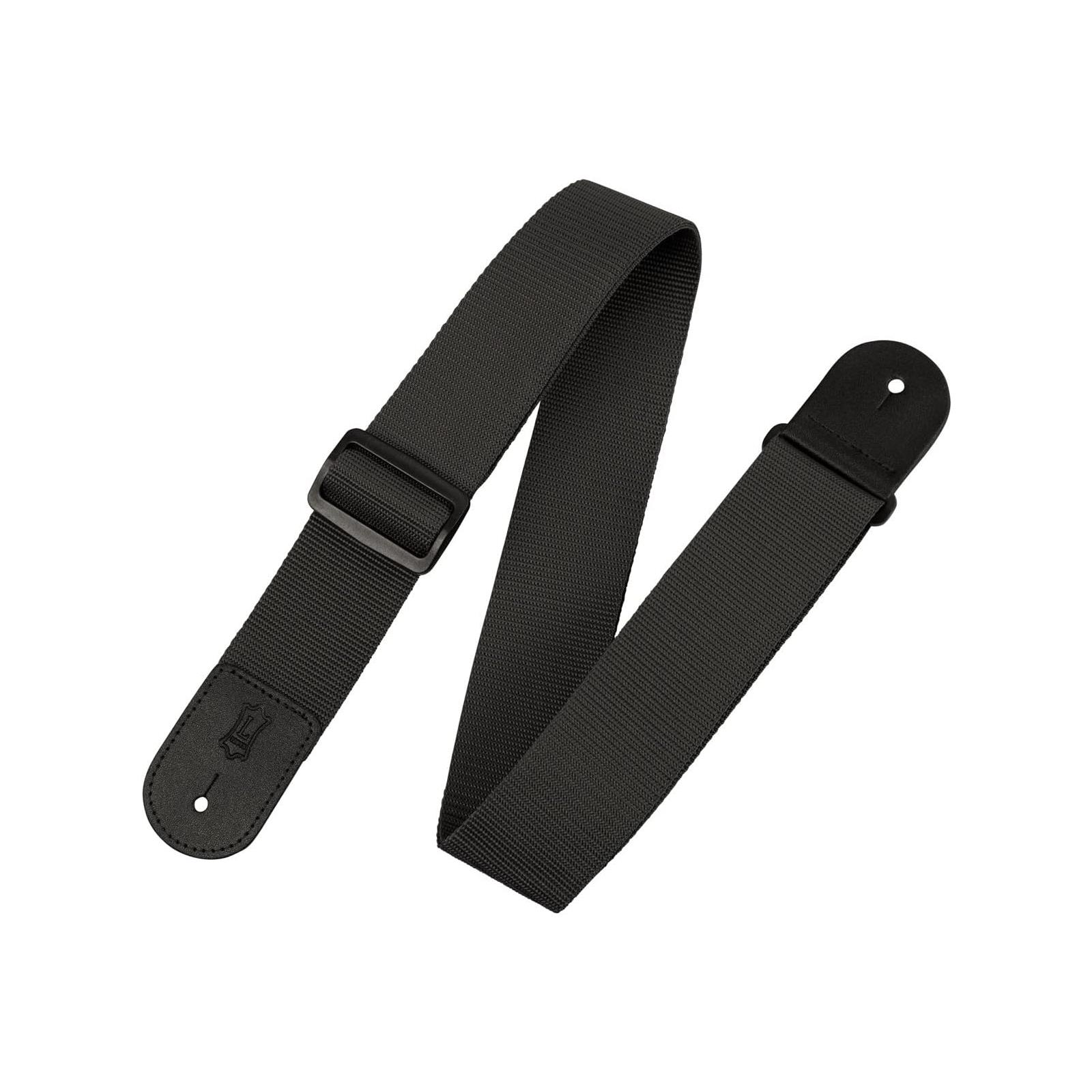 LEVY'S 2" Wide Black Polypropylene Guitar Strap.