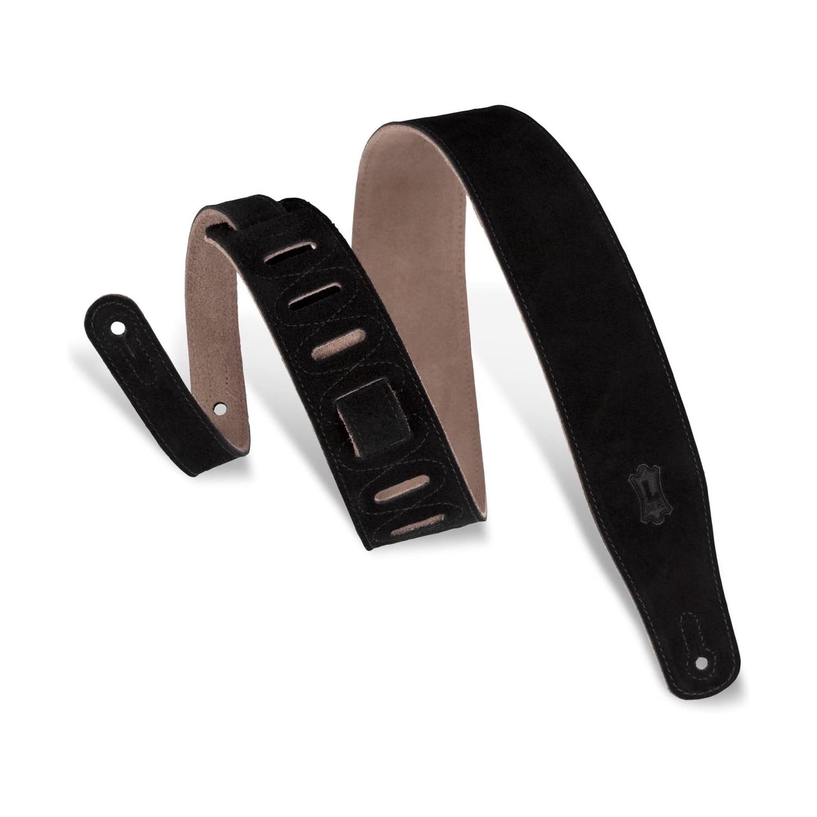 LEVY'S 2 1/2" Wide Black Suede Guitar Strap.