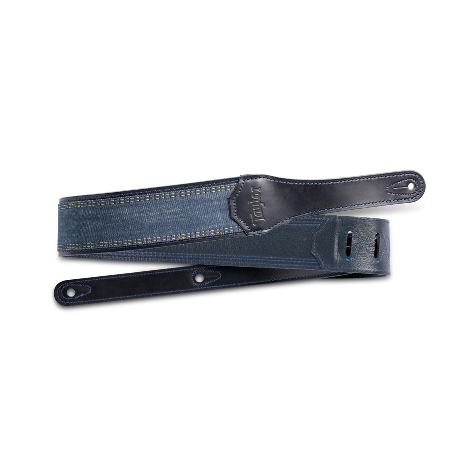 Taylor Blue Denim Strap,Navy Leather Edges,2.5" Embossed Logo