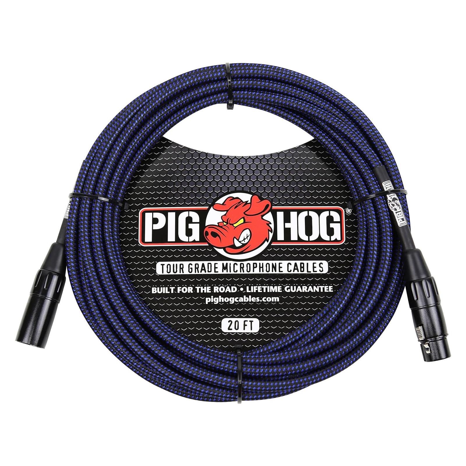 PigHog 20' XLR Blue & Black Woven Mic Cable
