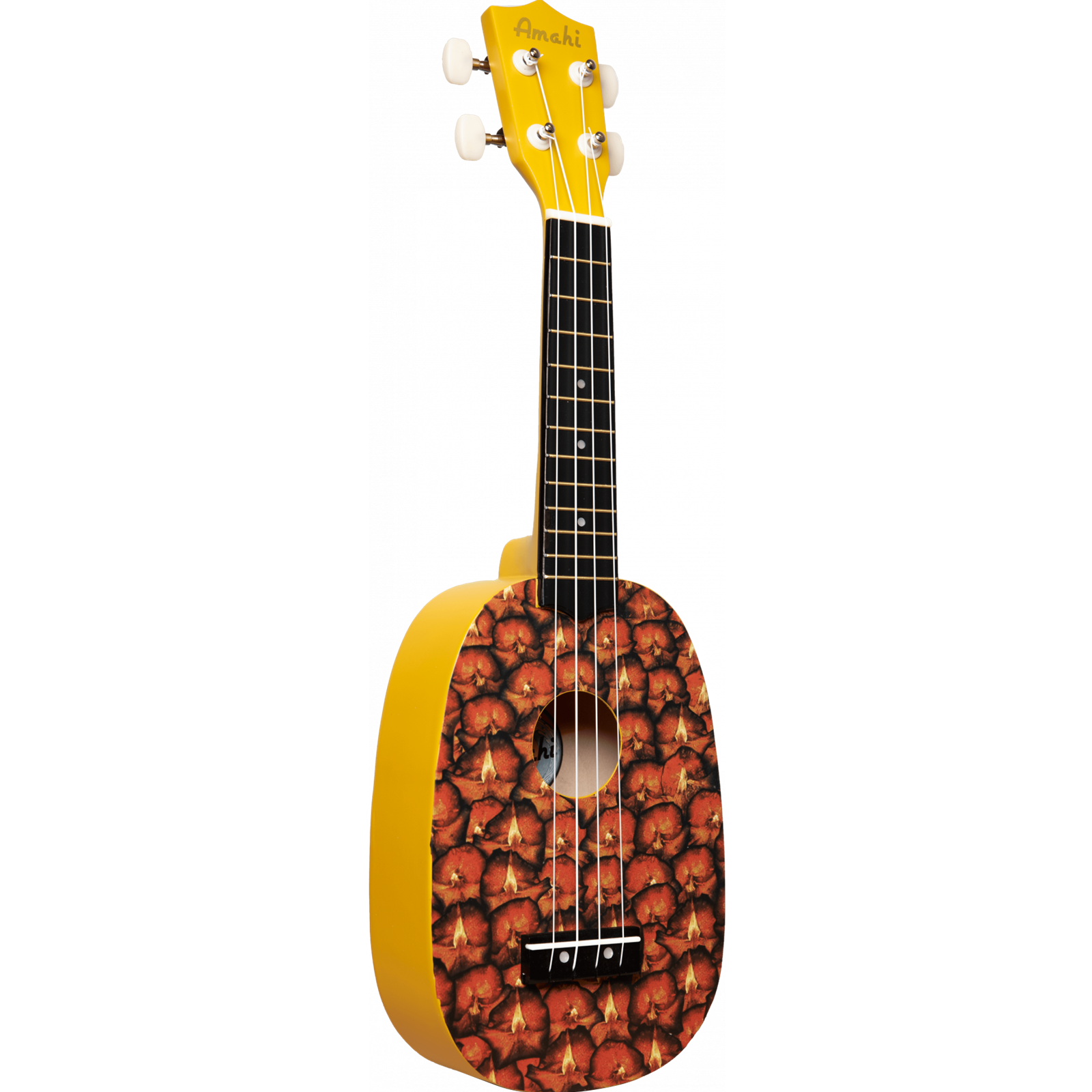 Amahi Soprano Pineapple Shape Ukulele with Pineapple Design DDUK16 , w/ Bag