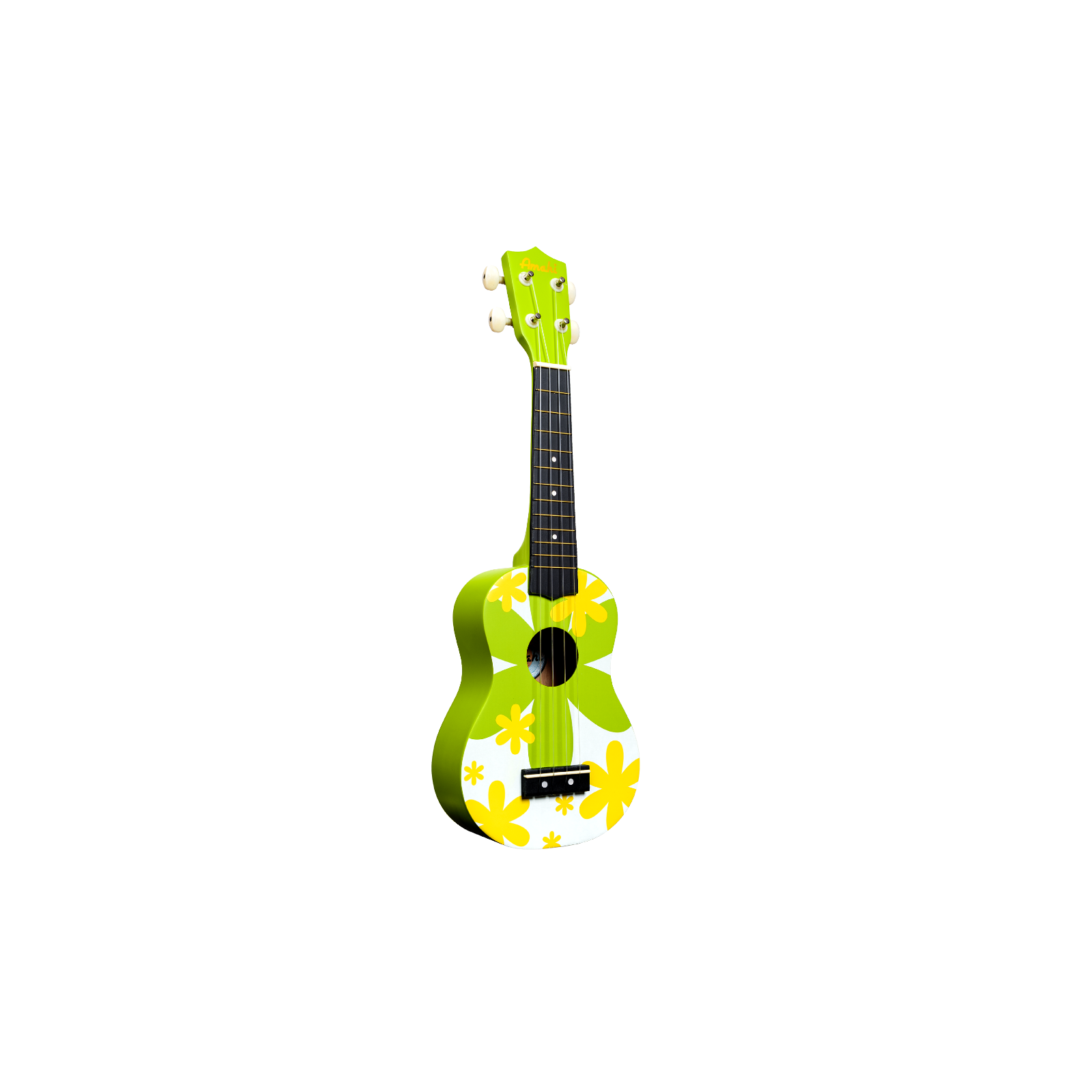 Amahi Soprano Ukulele with Green Flower Design DDUK6, w/ Bag