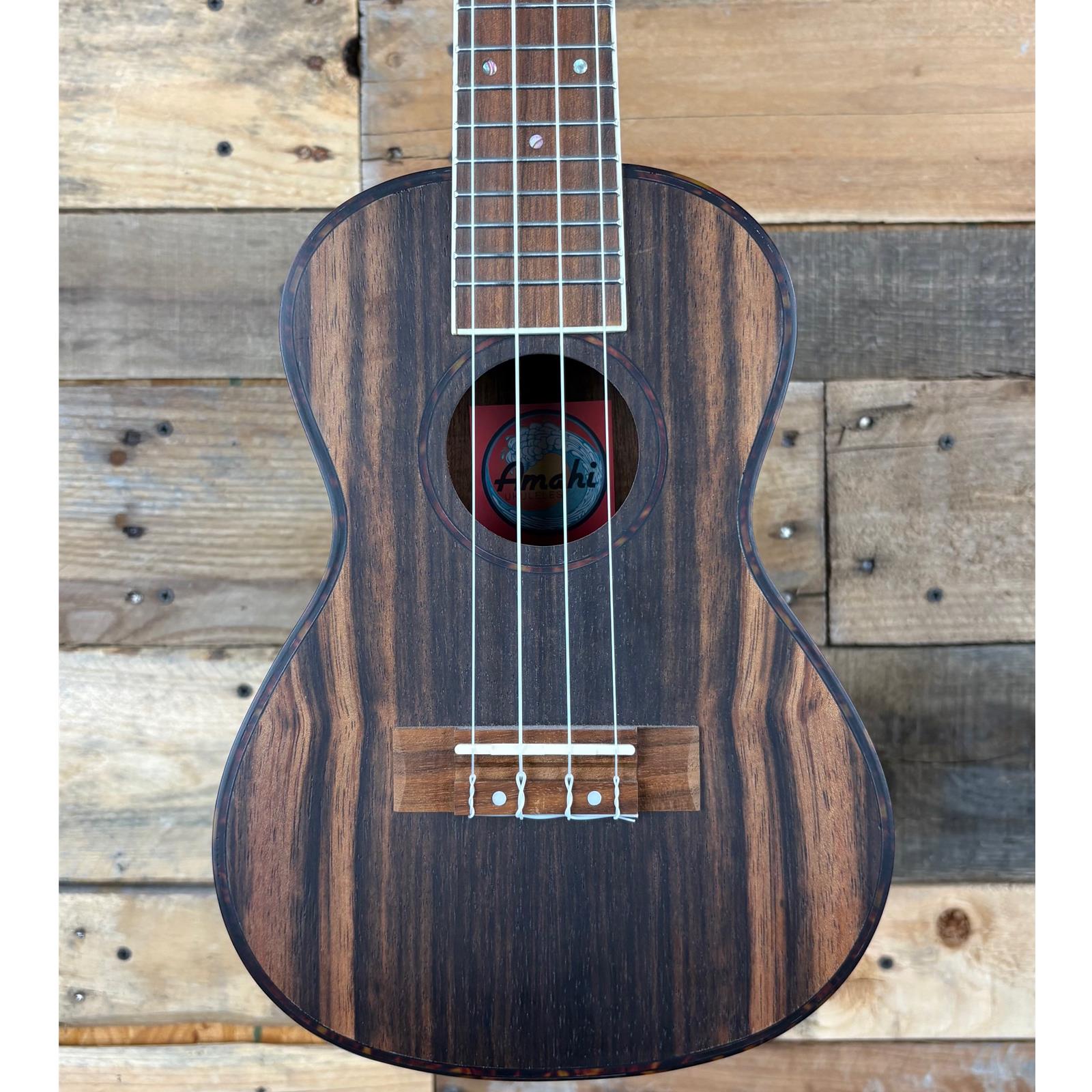 Amahi Concert Ebony Top, Back, Sides UK990C  , w/ Bag